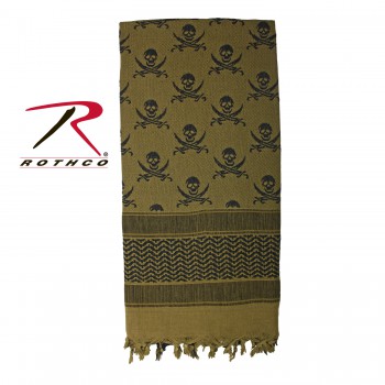 Rothco 100% Cotton Skull Print Shemagh Tactical Desert Scarf Olive Drab