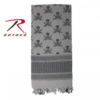 Rothco 100% Cotton Skull Print Shemagh Tactical Desert Scarf Grey