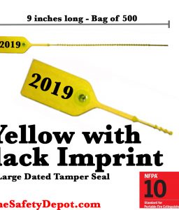 Large Yellow with Black Dated Tamper Seals