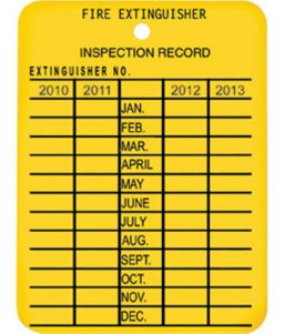 Fire Extinguisher Inspection Tag Record